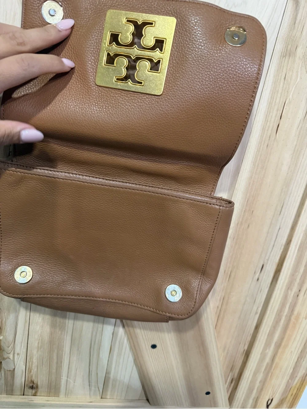 TORY BURCH Britten Convertible Tan Leather Crossbody/Shoulder Bag